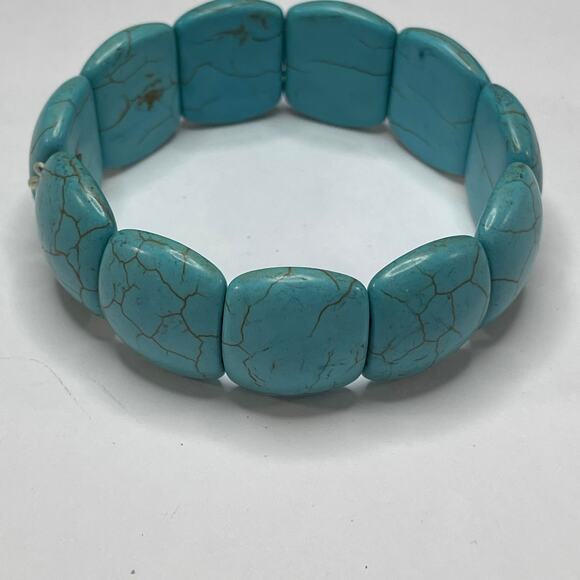 faux turquoise stretch bracelet costume jewelry trendy versatile boho bohemian - Picture 1 of 8